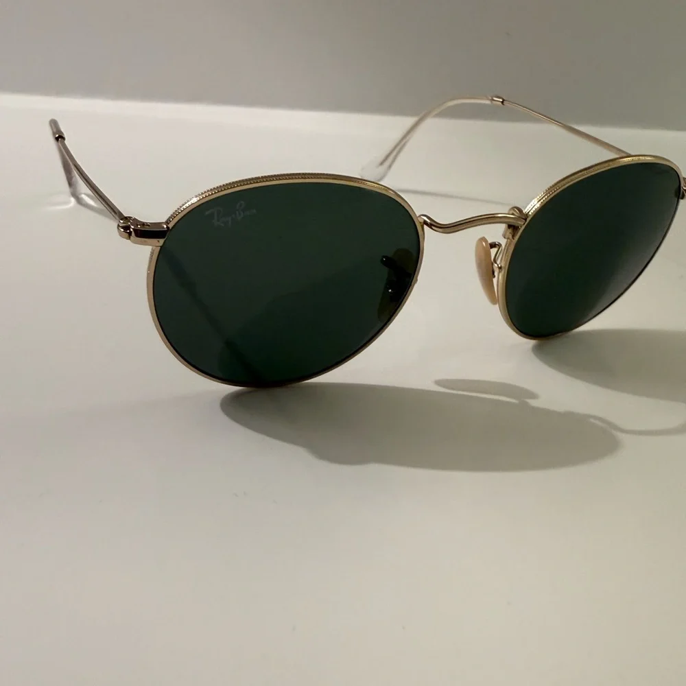 Ray-Ban Gold and Green Roundmetal Sunglasses Unisex